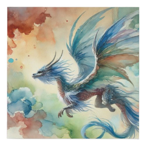 Flying Dragon 240624AREF111 _ Watercolor Faux Canvas Print