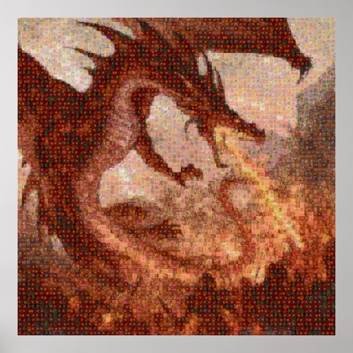 Flying Dragon Attack Photo Mosaic poster