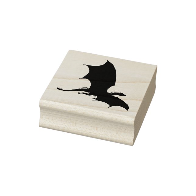 Flying dragon black silhouette shape rubber stamp (Stamp)