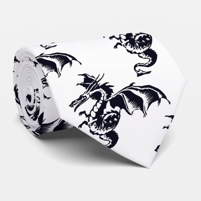 Flying Dragon Design Tie (Rolled)