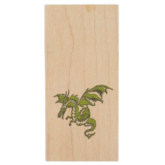 Flying Dragon Design Wood Flash Drive