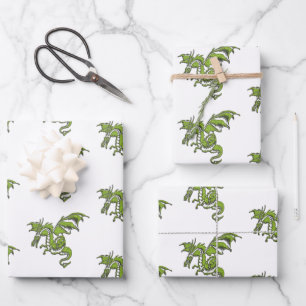 Flying Dragon Design Wrapping Paper Sheets