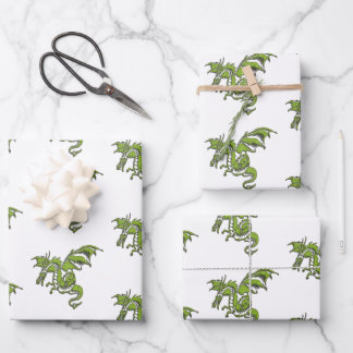 Flying Dragon Design Wrapping Paper Sheets