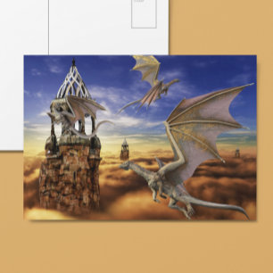 Flying Dragon Fantasy Landscape Sky Postcard
