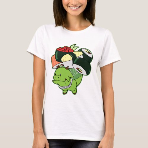 Flying dragon with sushi balloons T_Shirt