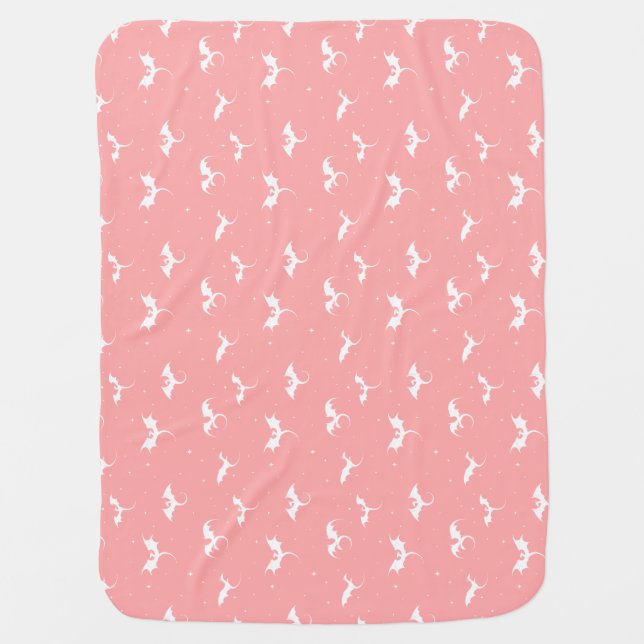 Flying dragons and stars on pink background baby blanket (Front)