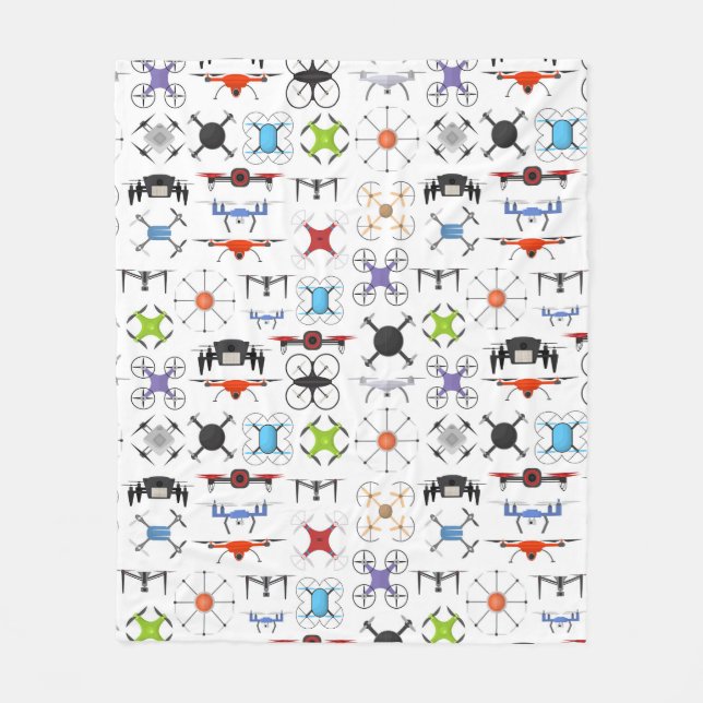 Flying Drones Fleece Blanket (Front)