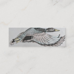 Flying duck business card, Mallard duck cards