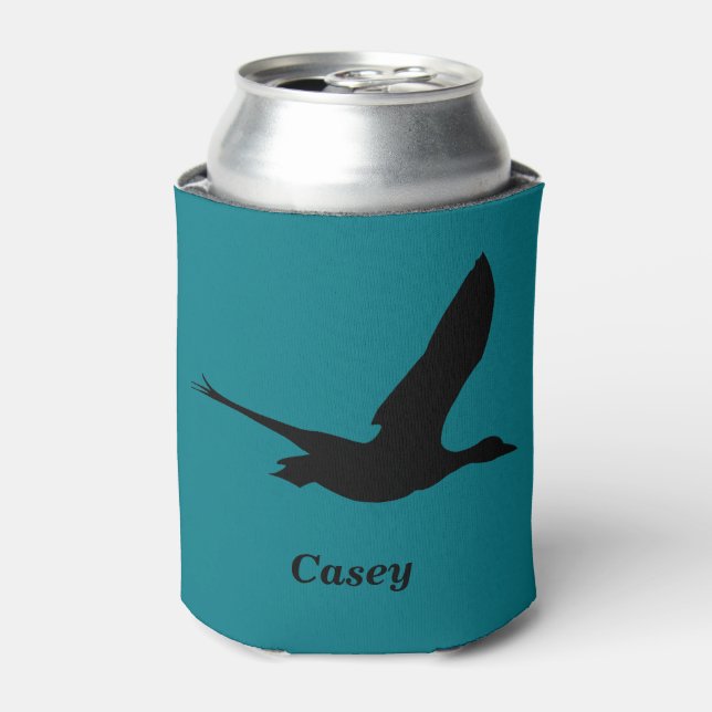 Flying Duck Hunting Themed Personalized Can Holder Cooler (Can Front)
