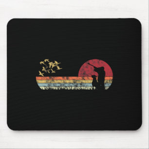 Flying Duck Hunting With Dog Retro Style Mouse Pad