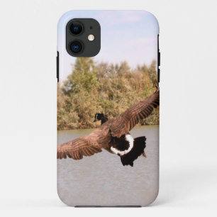 flying duck over water photograph iPhone 11 case