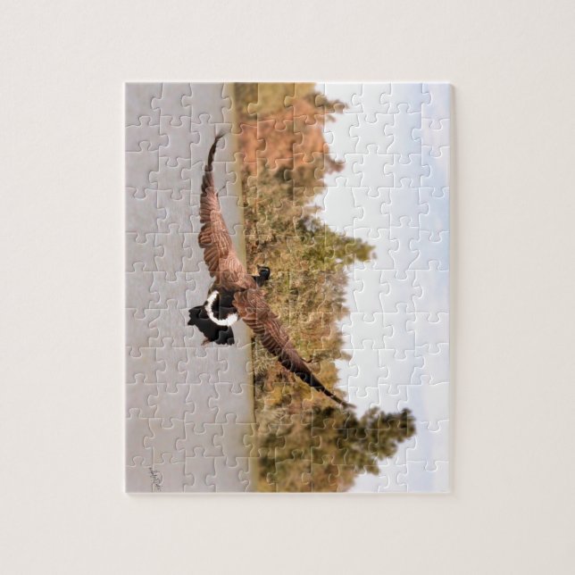 flying duck over water photograph jigsaw puzzle (Vertical)