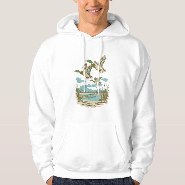 Flying Ducks Wetland Wildlife Nature Hunting Outdo Hoodie (Front)