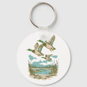 Flying Ducks Wetland Wildlife Nature Hunting Outdo Keychain