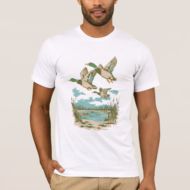 Flying Ducks Wetland Wildlife Nature Hunting Outdo T-Shirt (Front)