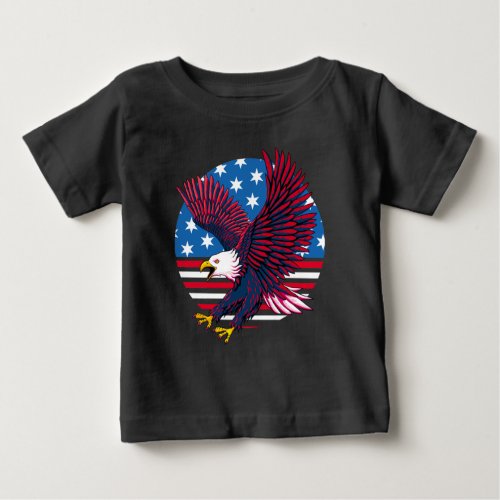 Flying Eagle and American Flag  Baby T_Shirt