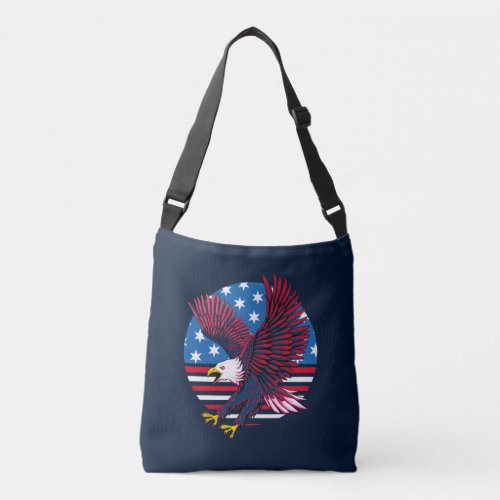 Flying Eagle and American Flag Crossbody Bag