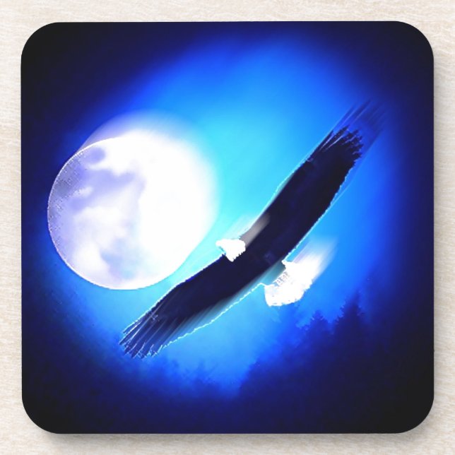 Flying Eagle & Moon Beverage Coaster (Front)
