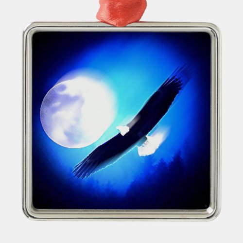 Flying Eagle  Moon Metal Ornament