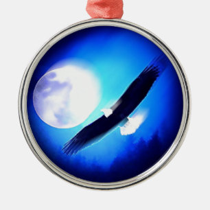 Flying Eagle & Moon Metal Ornament