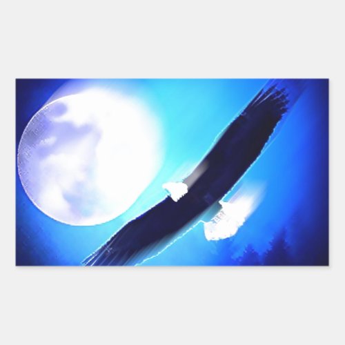 Flying Eagle  Moon Rectangular Sticker