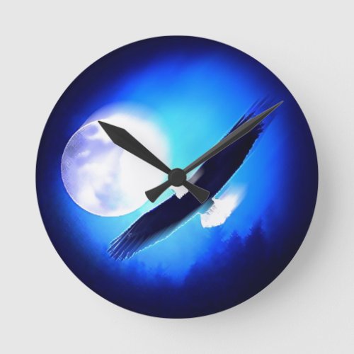 Flying Eagle  Moon Round Clock