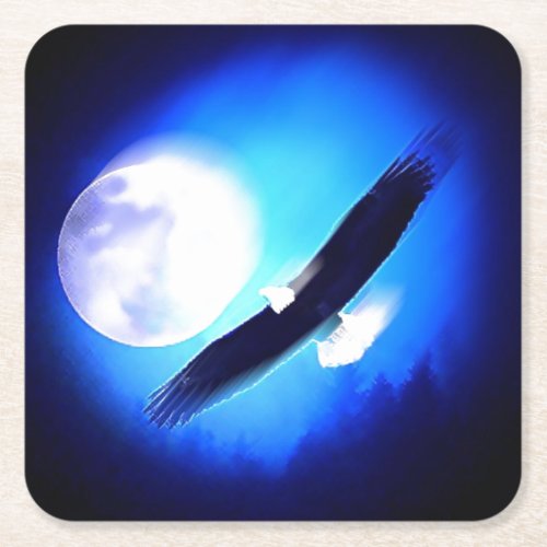 Flying Eagle  Moon Square Paper Coaster