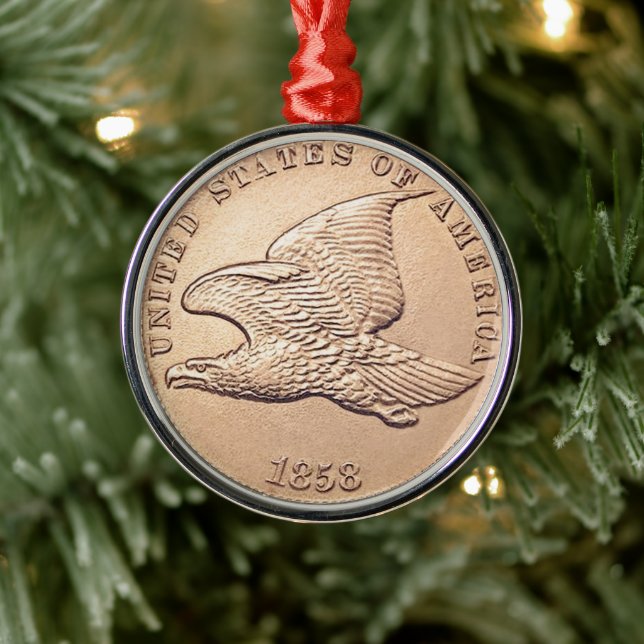 Flying Eagle Penny Metal Ornament (Tree)