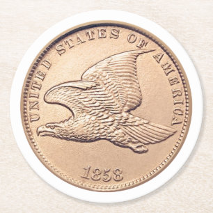 Flying Eagle Penny Round Paper Coaster