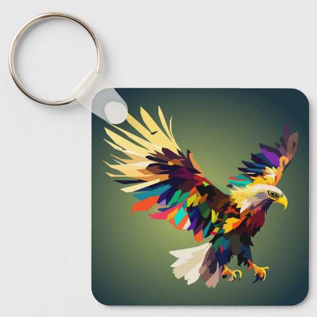 Flying eagle pop art keychain (Front)