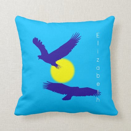 Flying Eagle Silhouette With Your Name Throw Pillow