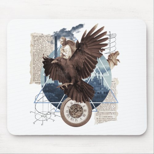 Flying Eagle with several other elements collage Mouse Pad