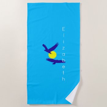 Flying Eagles Silhouette Personalized Beach Towel by tjustleft at Zazzle