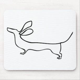 Flying ears Dachshund one line illustration Mouse Pad
