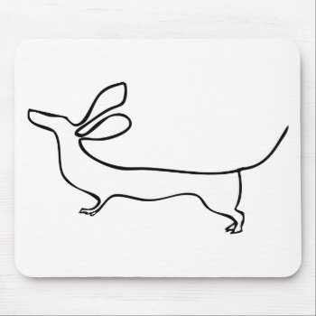 Flying Ears Dachshund One Line Illustration Mouse Pad by Doxie_love at Zazzle