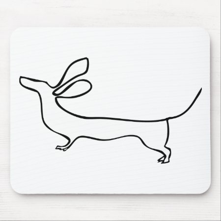 Flying Ears Dachshund One Line Illustration Mouse Pad