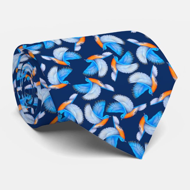 Flying Eastern Bluebirds Mens Tie (Rolled)