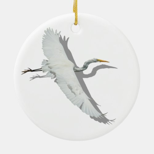Flying Egret Ceramic Ornament