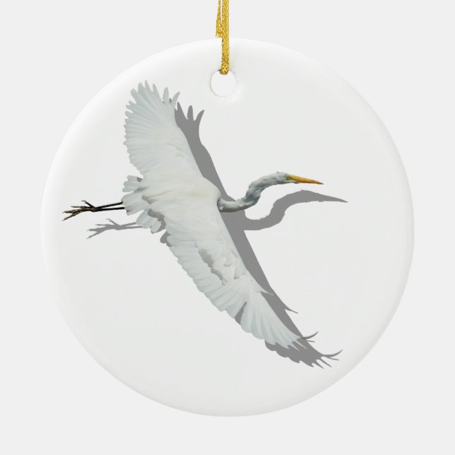 Flying Egret Ceramic Ornament (Back)