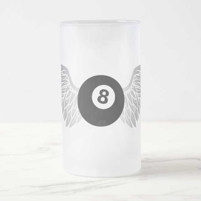 flying eightball frosted glass beer mug (Center)