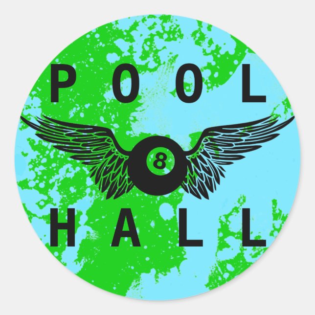 flying eightball pool hall classic round sticker (Front)