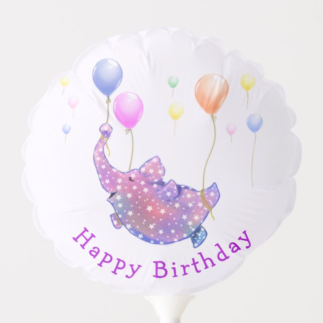Flying Elephant Birthday Balloon (Front)