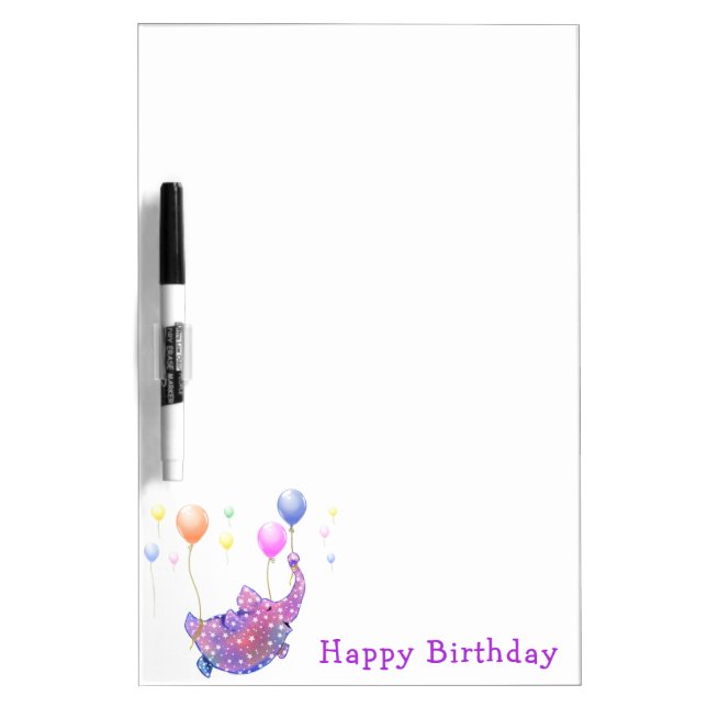 Flying Elephant Birthday Gift Dry Erase Board (Front)