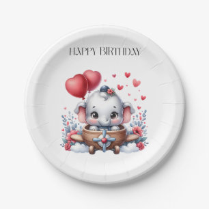 Flying Elephant Birthday Paper Plates