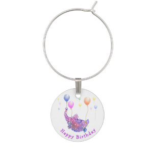Flying Elephant Funny Birthday Wine Charms