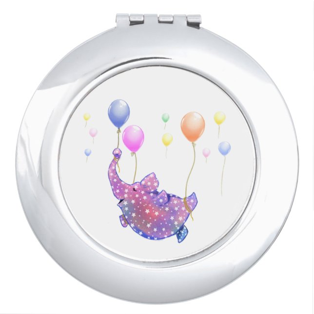 Flying Elephant Funny Compact Mirror (Front)