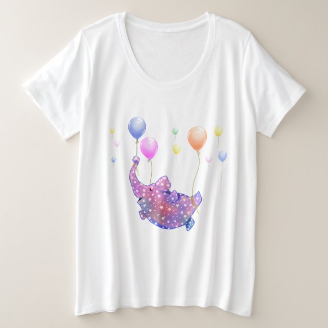 Flying Elephant Plus Size T-Shirt (Design Front)