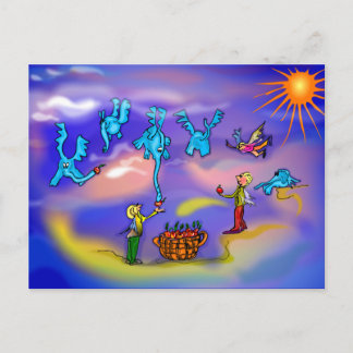 Flying elephants postcard