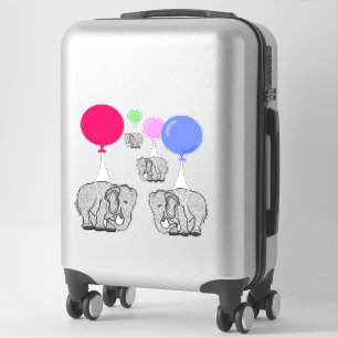 Flying elephants with helium balloons sticker