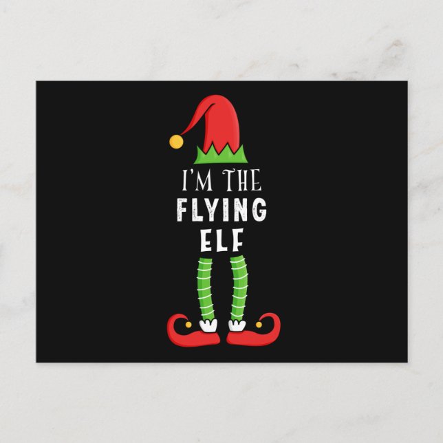 Flying Elf Christmas Matching Family Gift Postcard (Front)